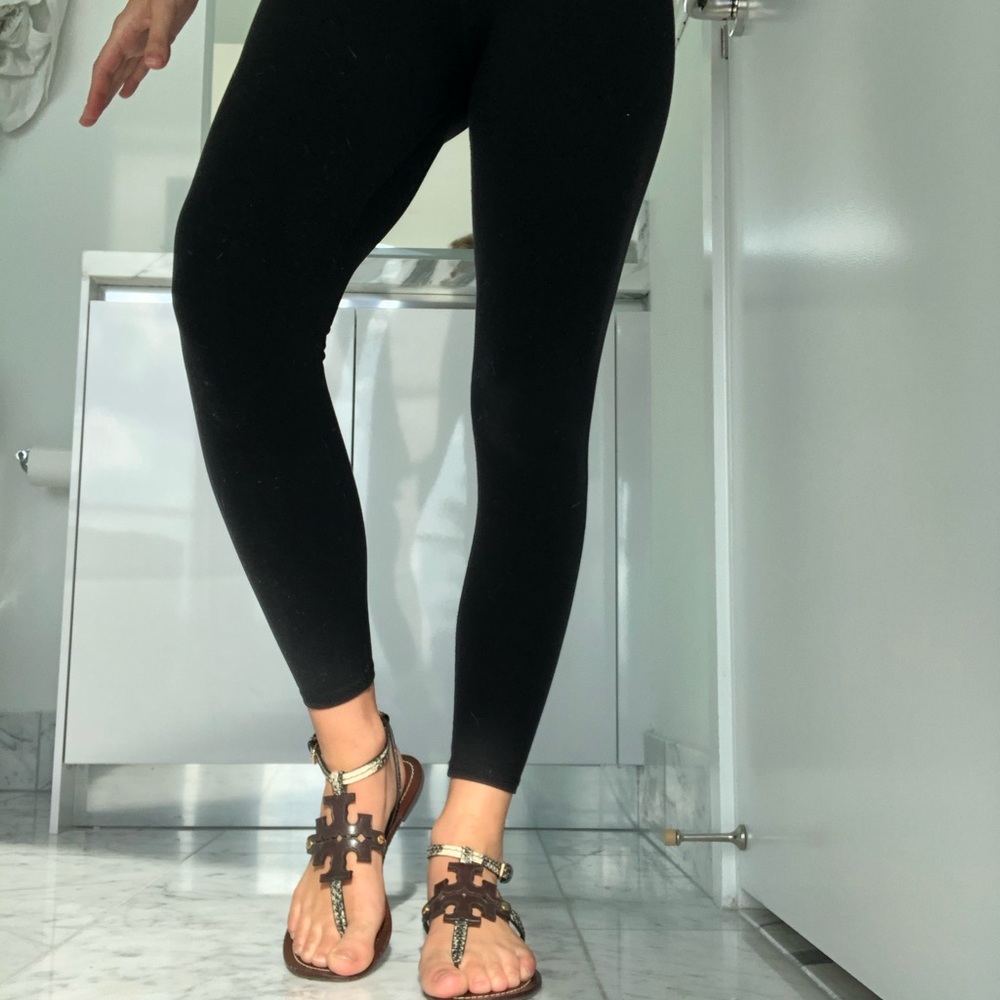 Tory Burch Snakeskin-Embossed Leather Sandals